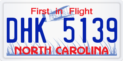 NC license plate DHK5139