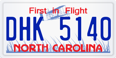 NC license plate DHK5140