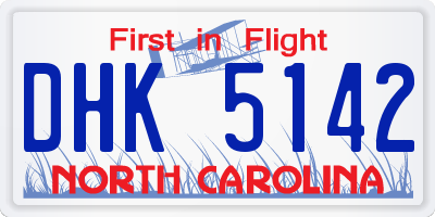 NC license plate DHK5142