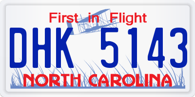 NC license plate DHK5143