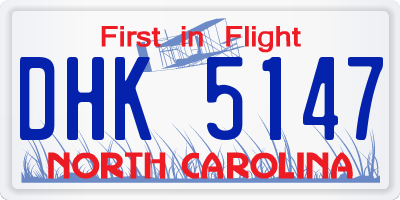 NC license plate DHK5147