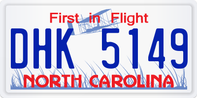 NC license plate DHK5149
