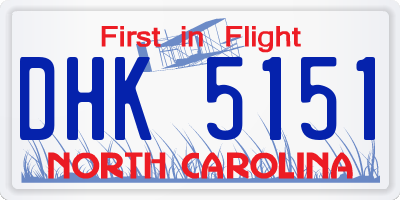 NC license plate DHK5151