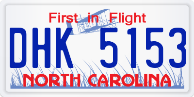 NC license plate DHK5153