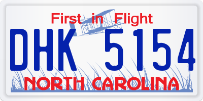 NC license plate DHK5154