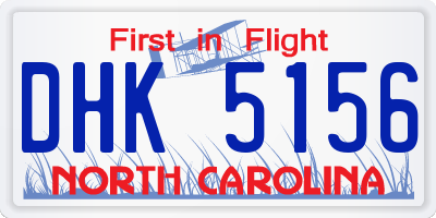 NC license plate DHK5156