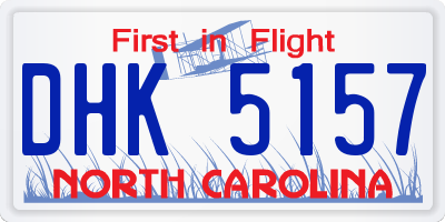 NC license plate DHK5157