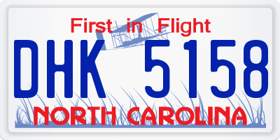 NC license plate DHK5158