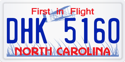 NC license plate DHK5160
