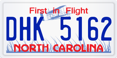 NC license plate DHK5162
