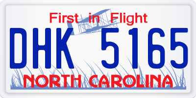 NC license plate DHK5165