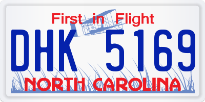 NC license plate DHK5169