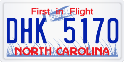 NC license plate DHK5170