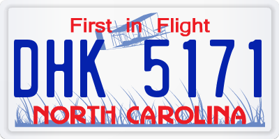NC license plate DHK5171