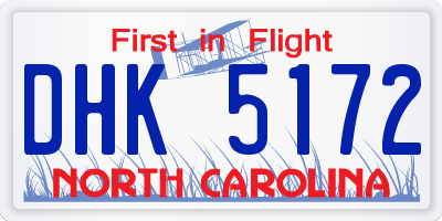 NC license plate DHK5172