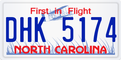 NC license plate DHK5174