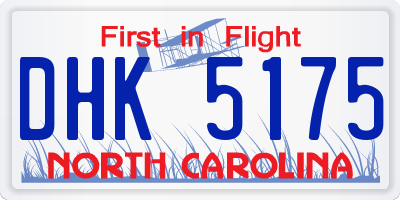 NC license plate DHK5175