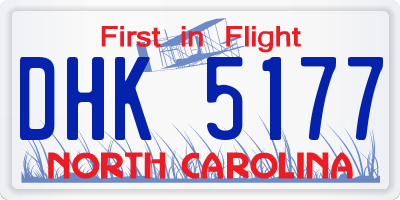 NC license plate DHK5177