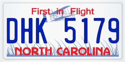 NC license plate DHK5179