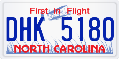 NC license plate DHK5180