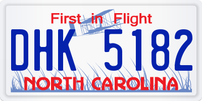 NC license plate DHK5182