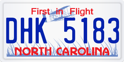 NC license plate DHK5183