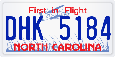 NC license plate DHK5184