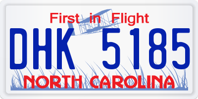 NC license plate DHK5185