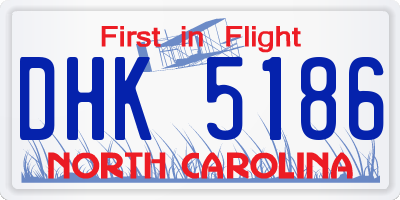 NC license plate DHK5186