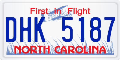 NC license plate DHK5187