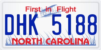 NC license plate DHK5188