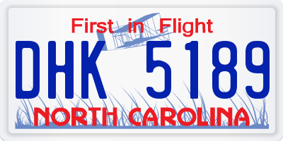 NC license plate DHK5189