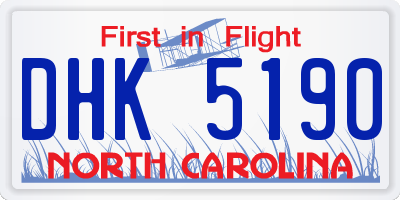 NC license plate DHK5190