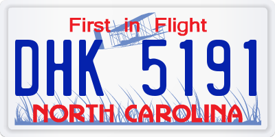 NC license plate DHK5191