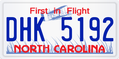 NC license plate DHK5192