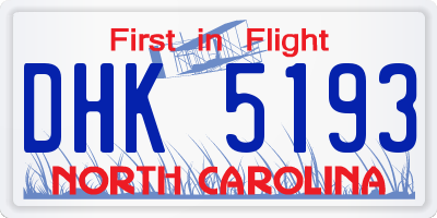 NC license plate DHK5193