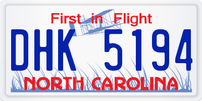 NC license plate DHK5194