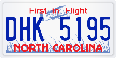NC license plate DHK5195