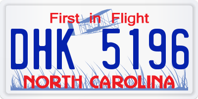 NC license plate DHK5196