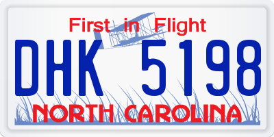 NC license plate DHK5198