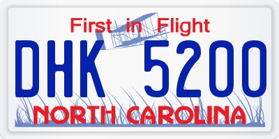 NC license plate DHK5200