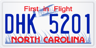 NC license plate DHK5201