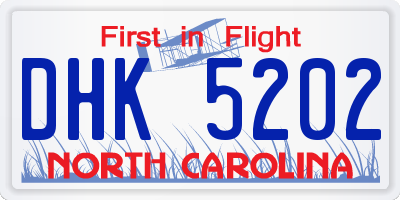 NC license plate DHK5202
