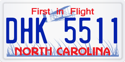 NC license plate DHK5511