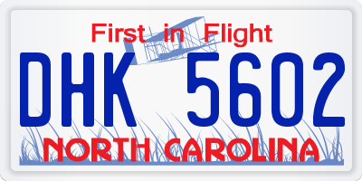 NC license plate DHK5602