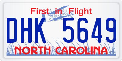 NC license plate DHK5649