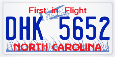 NC license plate DHK5652