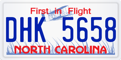NC license plate DHK5658
