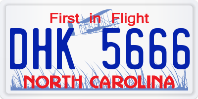 NC license plate DHK5666