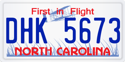 NC license plate DHK5673